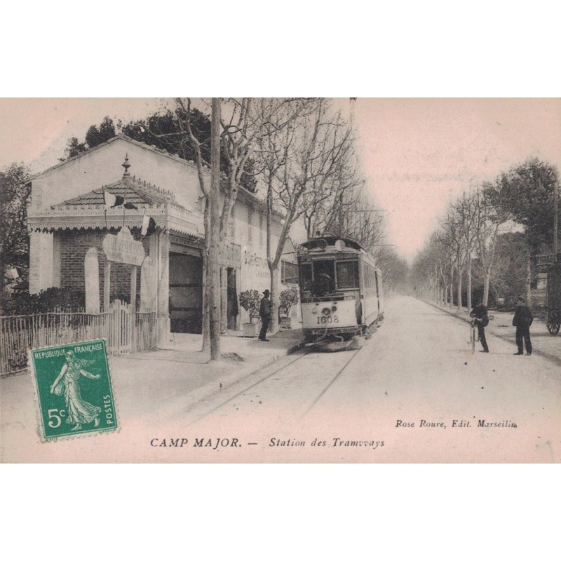 AUBAGNE - CAMP MAJOR - STATION DES TRAMWAYS - ANIMATION - SUPERBE - CARTE AVEC TEXTE DE 1912.
