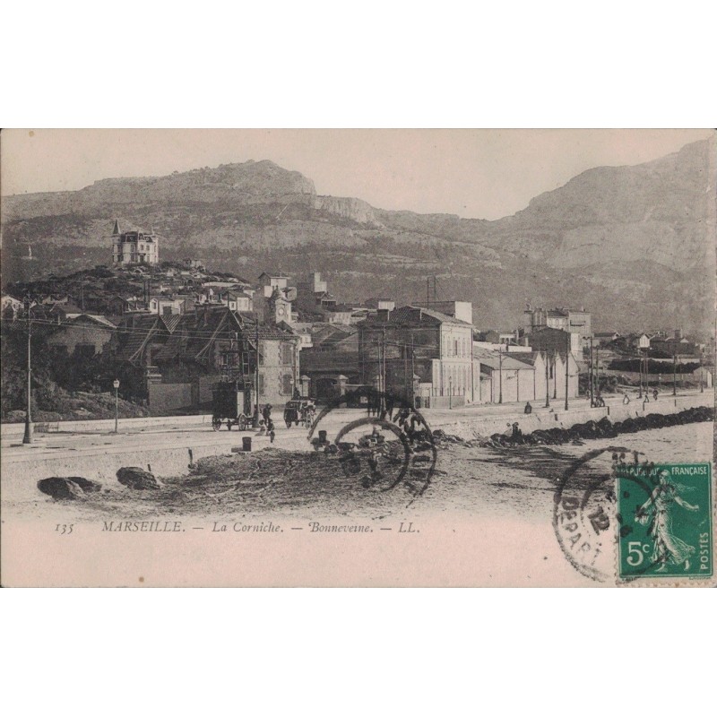 MARSEILLE - BONNEVEINE - LA CORNICHE - CARTE DATEE DE 1912.