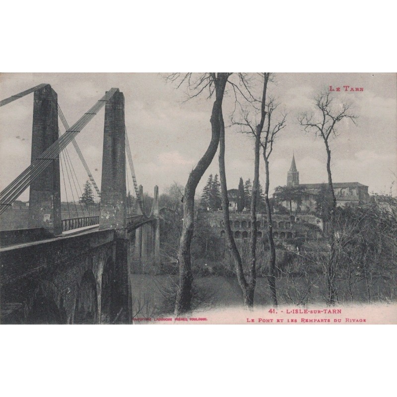 L'ISLE SUR  TARN - LE PONT ET LES REMPARTS DU RIVAGE - CARTE NEUVE.