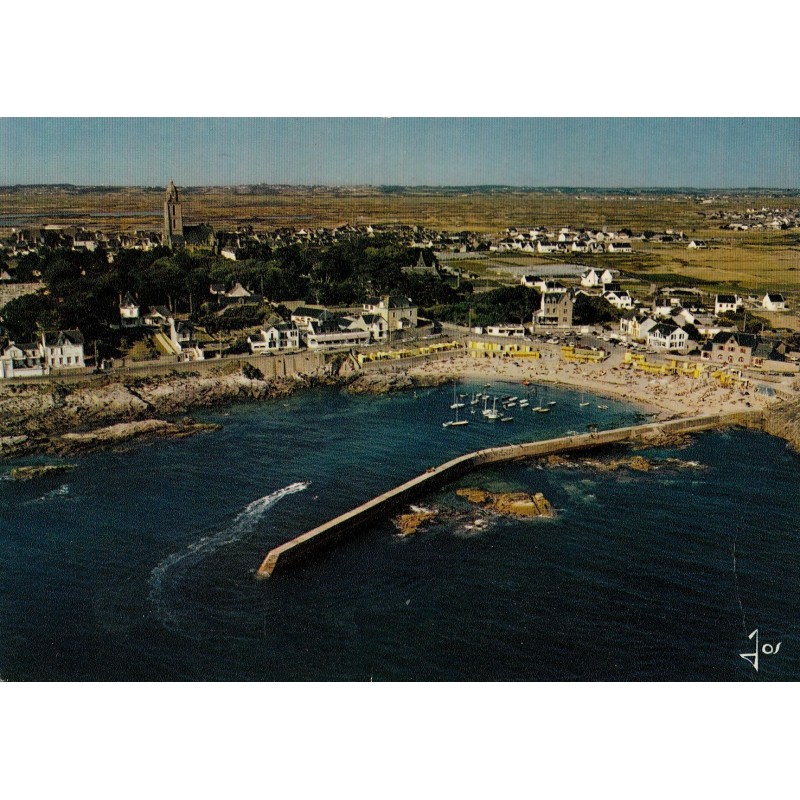 BATZ SUR MER - LA PLAGE ET LE BOURG - CARTE AVEC TEXTE.