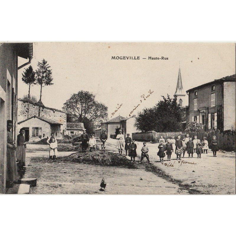 MOGEVILLE -  HAUTE RUE - ANIMATION - ENFANTS - CARTE DATEE DE 1908.