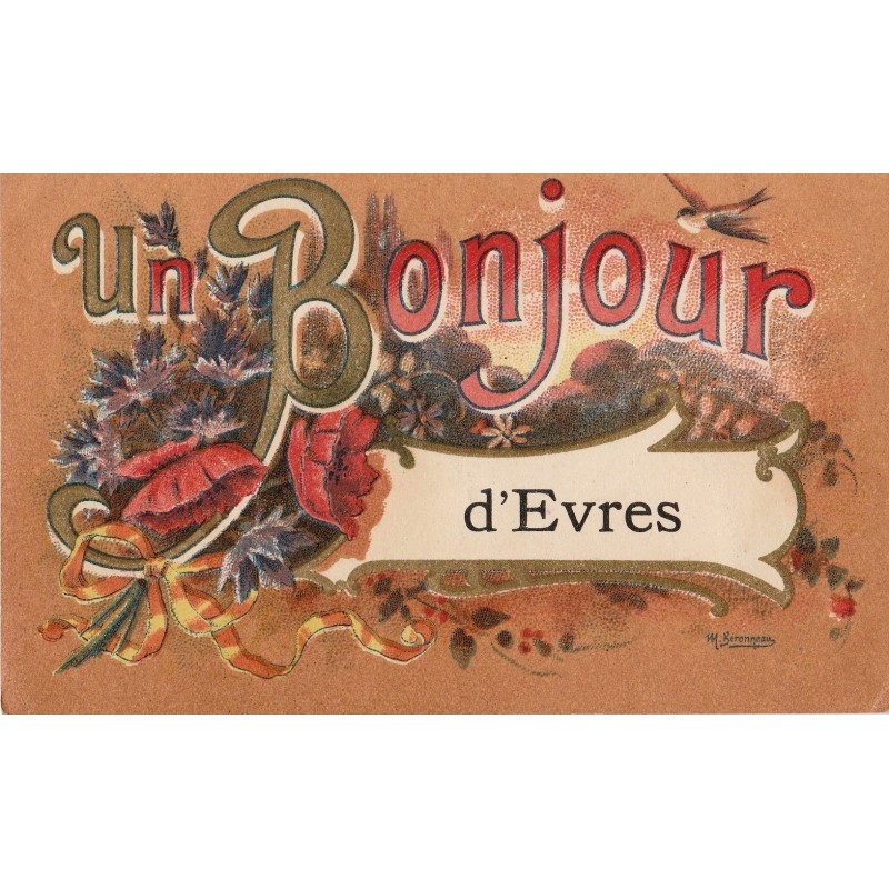 EVRES - UN BONJOUR D'EVRES - CARTE AVEC TEXTE.