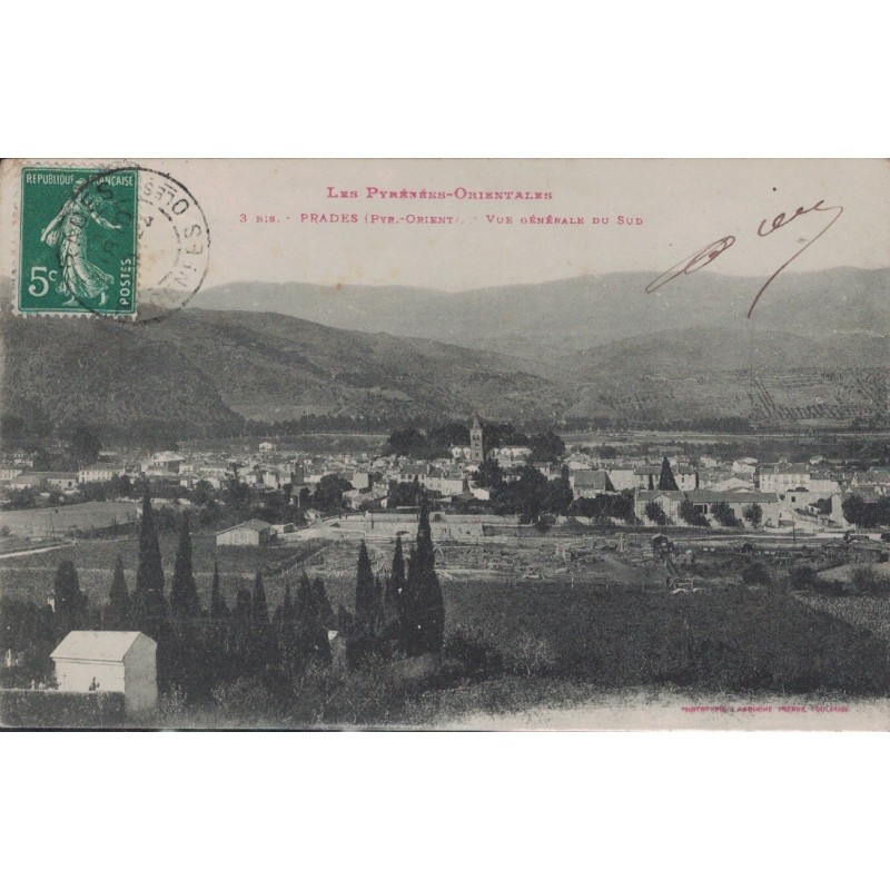 PRADES - VUE GENERALE DU SUD - CARTE POSTALE 1912.