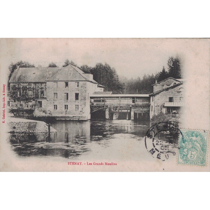STENAY - LES GRANDS MOULINS - CARTE DATEE DE 1906.