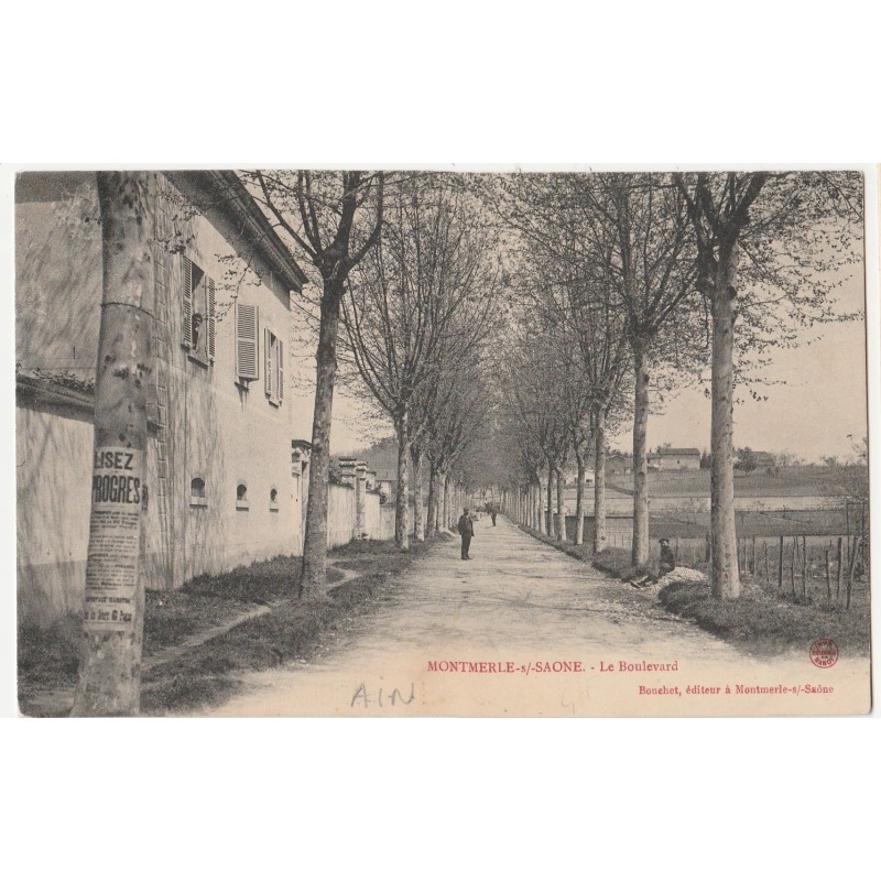 MONTMERLE SUR SAONE - LE BOULEVARD - CARTE DATEE DE 1907.