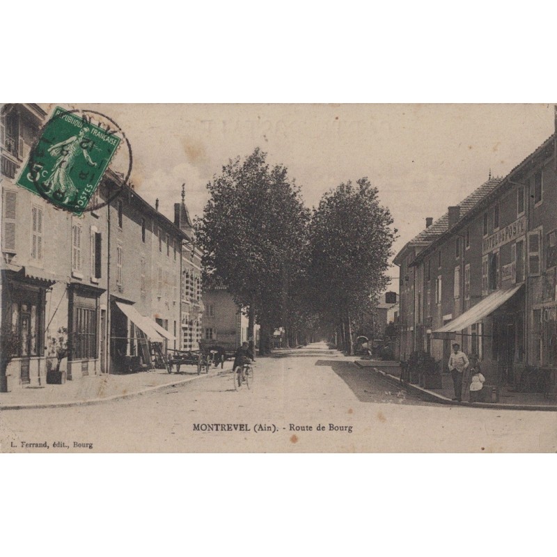 MONTREVEL - ROUTE DE BOURG - CARTE DATEE DE 1912.