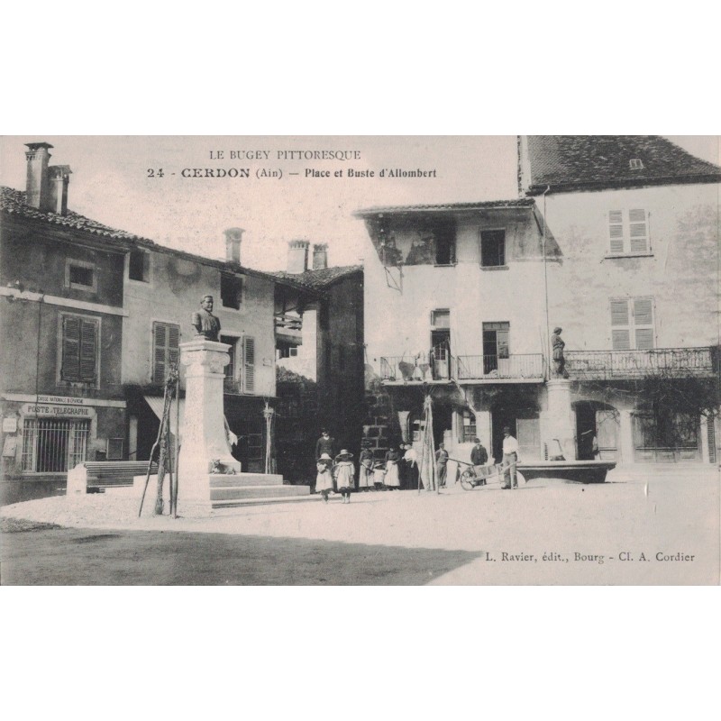 CERDON - PLACE D'ALLOMBERT - LA POSTE ET TELEGRAPHE - CARTE NON CIRCULEE.