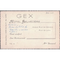 GEX - HOTEL BELVEDERE - CARTE DATEE DE 1955.