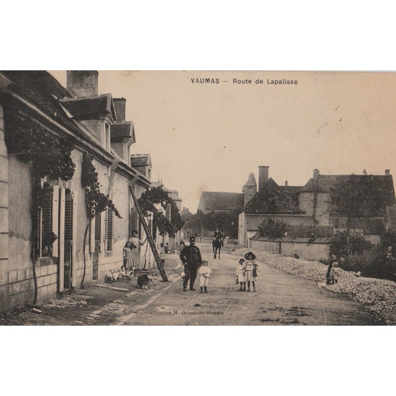 VAUMAS - ROUTE DE LAPALISSE  - ANIMATION - GENDARME - CARTE DATEE DE 1910.