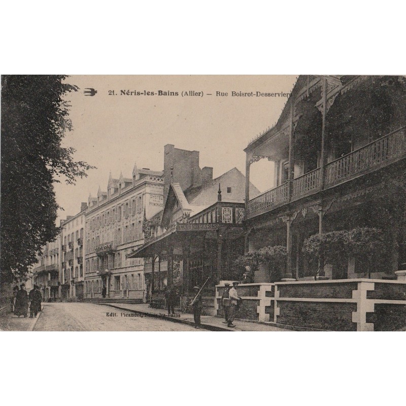 NERIS LES BAINS - RUE BOISROT DESSERVIERS - CARTE DATEE DE 1923.