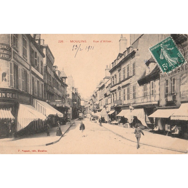 MOULINS - RUE D'ALLIER - CARTE DATEE DE 1911.