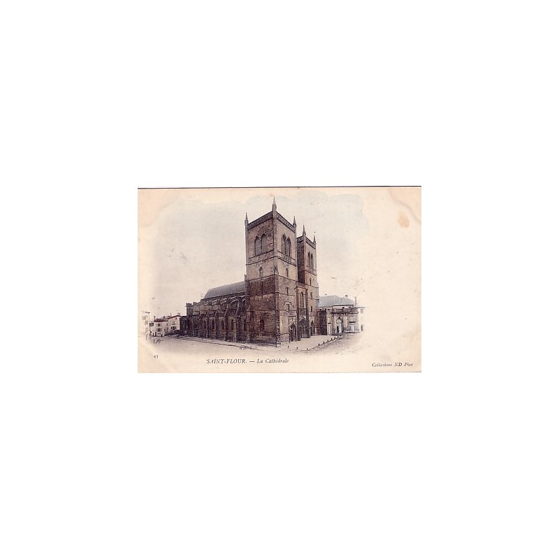 SAINT-FLOUR - LA CATHEDRALE - COLORISEE - CARTE NEUVE.