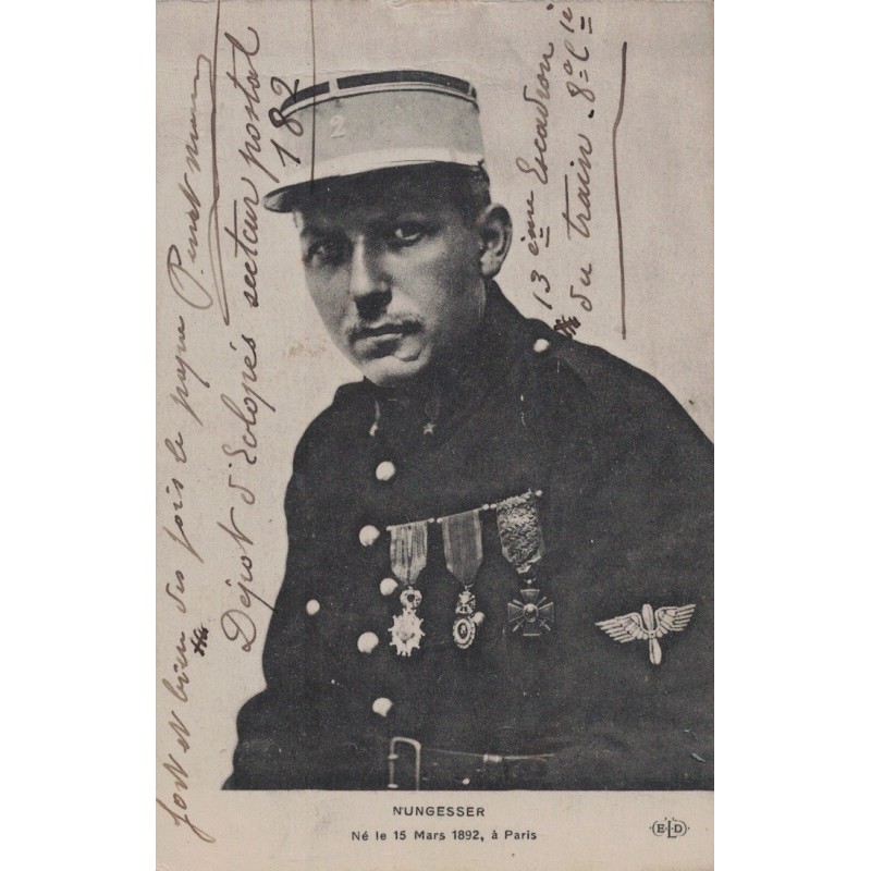 NUNGESSER CHARLES - AVIATEUR FRANCAIS - CARTE POSTALE DATEE DE 1917.