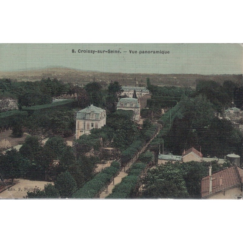 CROISSY SUR SEINE - VUE PANORAMIQUE - CARTE DATEE DE 1910.