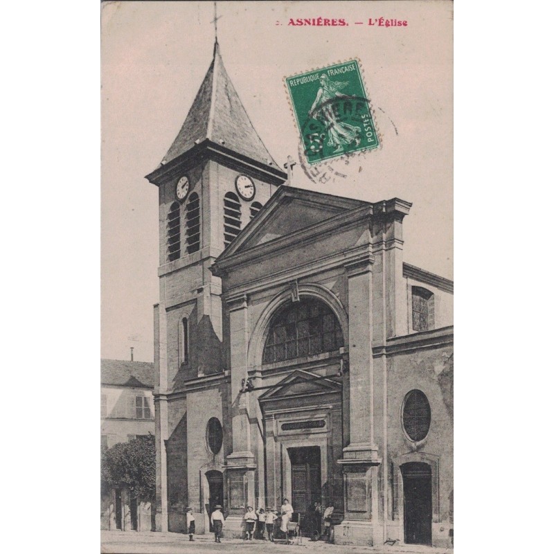 ASNIERES - L'EGLISE - CARTE DATEE DE 1908.