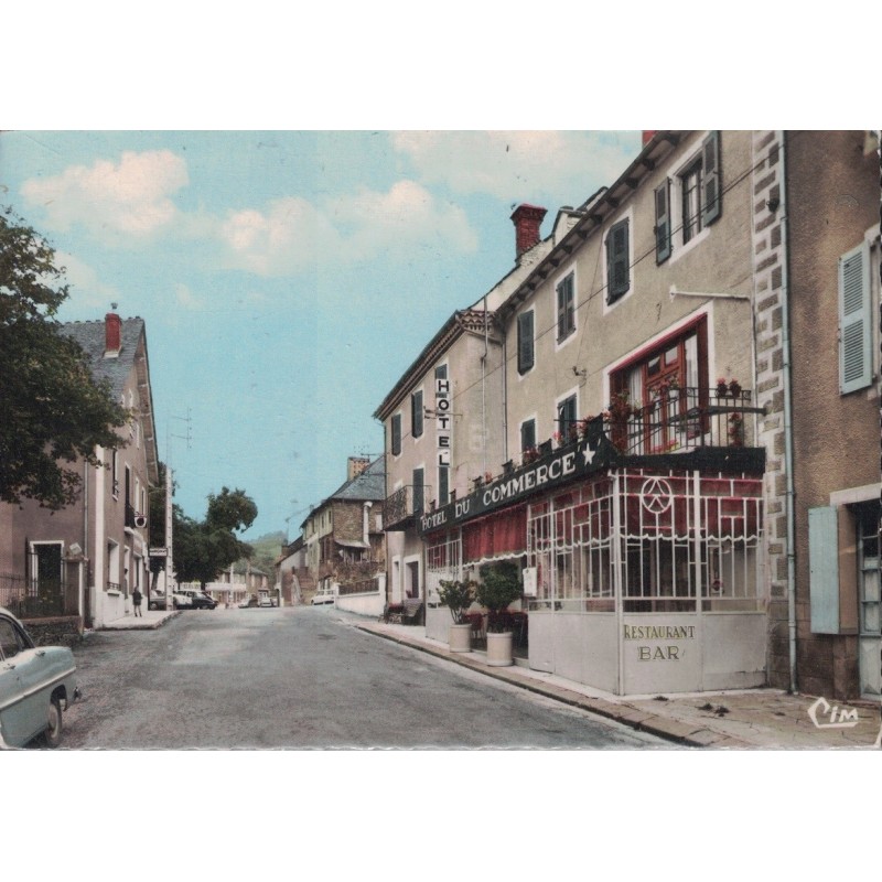 BAGNOLS LES BAINS - L'HOTEL DU COMMERCE - LA ROUTE DE MENDE - CARTE AVEC TEXTE.