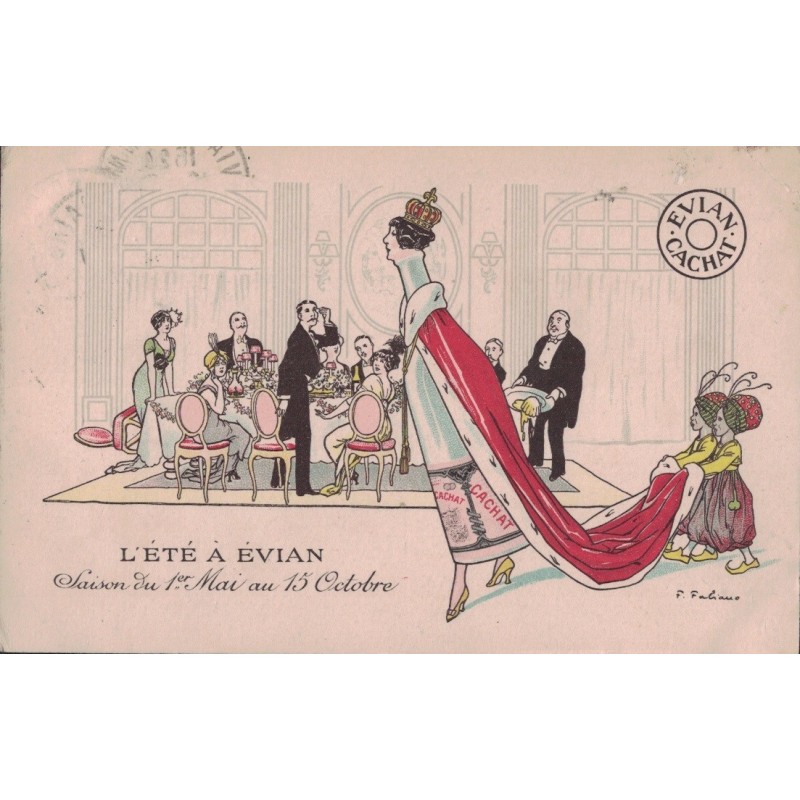 EVIAN - ILLUSTRATEUR FABIANO F. - L'ETE A EVIAN SAISON DU 1 MAI AU 15 OCTOBRE - CARTE DATEE DE 1926.