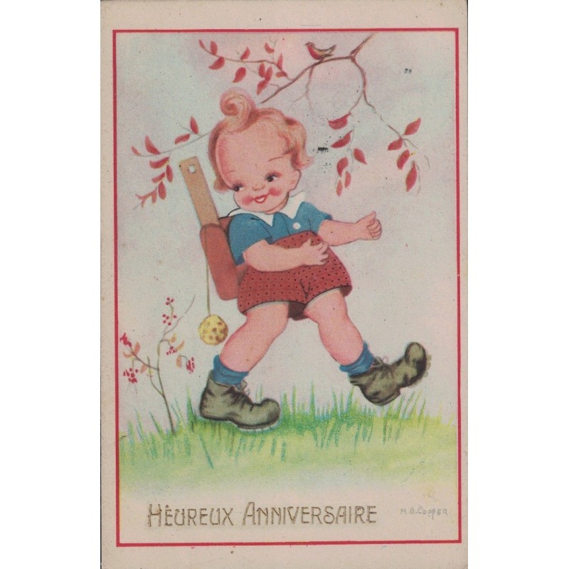M.B. COOPER - ILLUSTRATEUR - HEUREUX ANNIVERSAIRE - ENFANT - CARTE NON CIRCULEE.