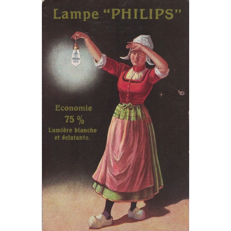 LAMPE PHILIPS - ECONOMIE 75% LUMIERE BLANCHE ET ECLATANTE - CARTE POSTALE NON CIRCULEE.