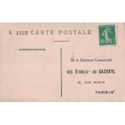 PARIS - ETABLISSEMENT DU GAZOXYL - 10 RUE MEYNADIER - PARIS XIXe - CARTE POSTALE PUBLICITAIRE AVEC TIMBRE NEUF NON CIRCULEE.