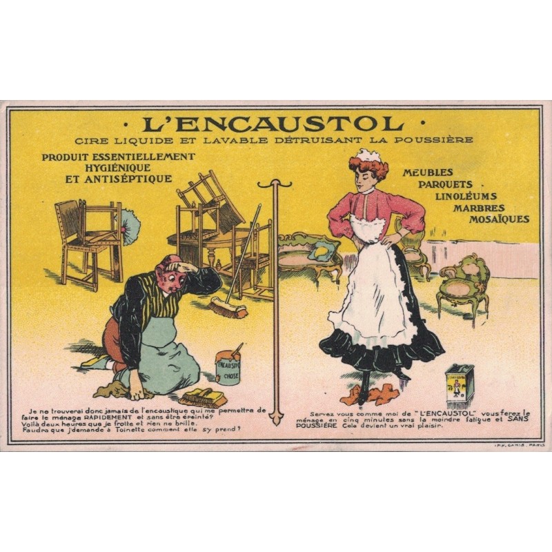 LOCMINE - L'ENCAUSTOL - CIRE LIQUIDE - PUB TAMPON  J.RICHARD RUE DU FIL A LOCMINE - MORBIHAN - CARTE NON CIRCULEE