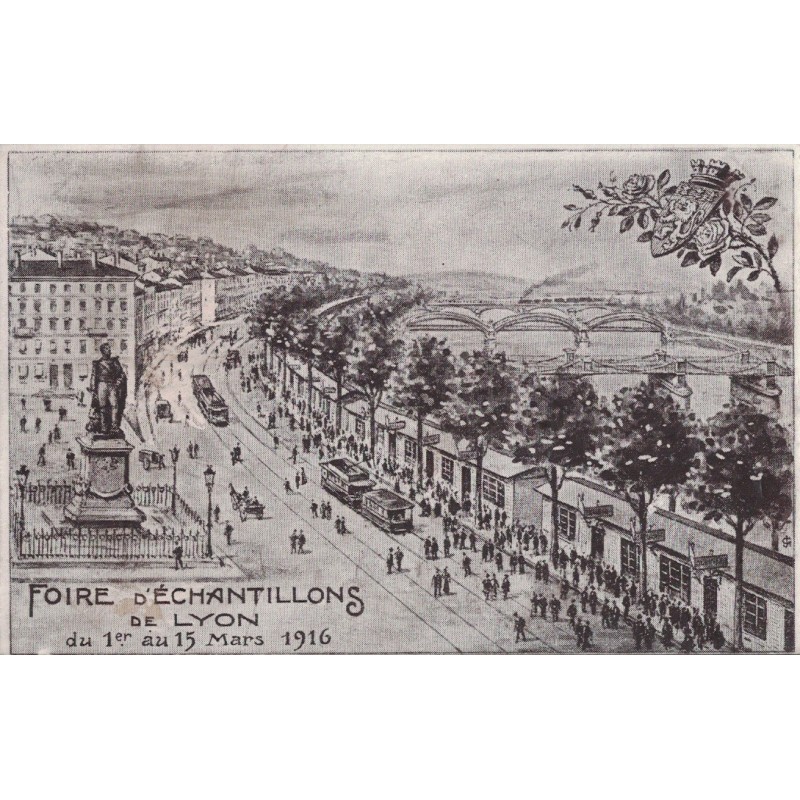 LYON - FOIRE D'ECHANTILLONS DE LYON DU 1er AU 15 MARS 1916 - PUB VERSO GRAND HOTEL LYON - CARTE POSTALE NON CIRCULEE.