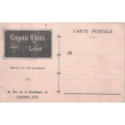 LYON - FOIRE D'ECHANTILLONS DE LYON DU 1er AU 15 MARS 1916 - PUB VERSO GRAND HOTEL LYON - CARTE POSTALE NON CIRCULEE.
