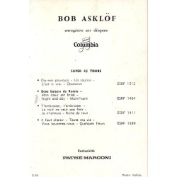 BOB ASKLOF (1942-2011) - CHANTEUR ET ACTEUR SUEDOIS QUI FIT CARRIERE EN FRANCE.