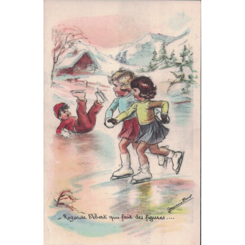 GERMAINE BOURET - ILLUSTRATEUR - Regarde Bébert qui fait des figures ...  - CARTE NON CIRCULEE.