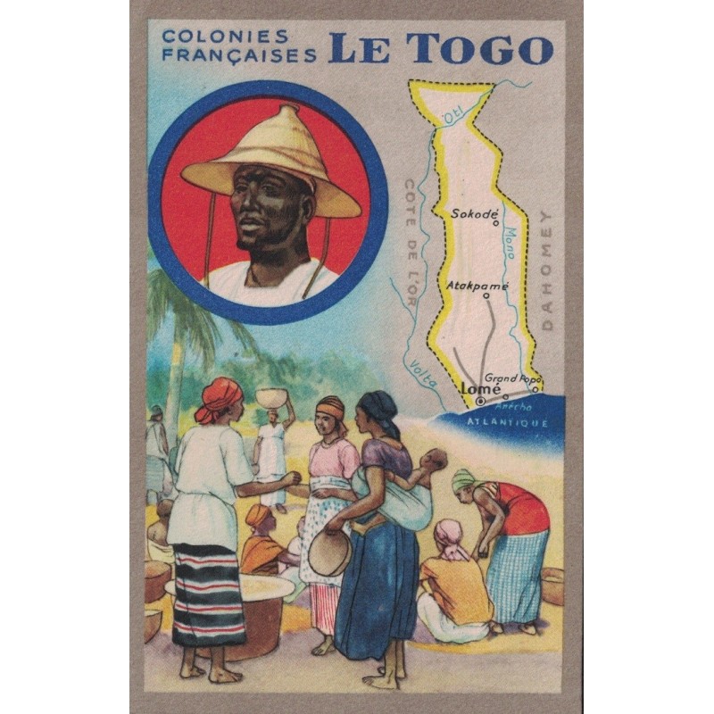 TOGO - COLONIES FRANCAISES - CARTE GEOGRAPHIQUE - LION NOIR.