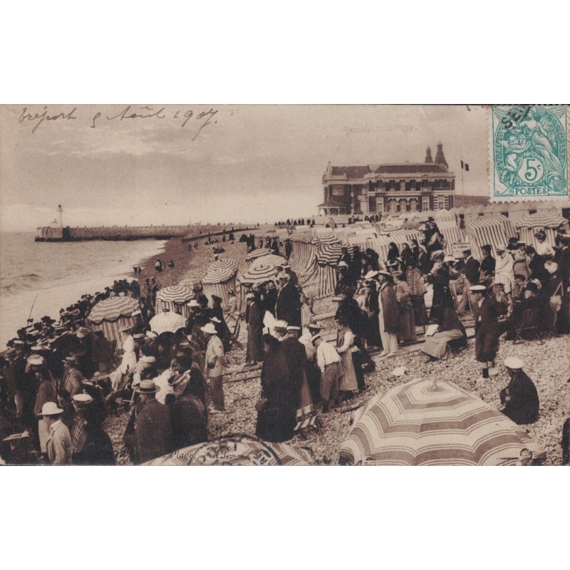 LE TREPORT - LA PLAGE - PEU COURANTE SIUS CET ANGLE - CARTE DATEE DE 1907.