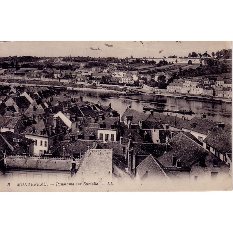 MONTEREAU - PANORAMA SUR LA VILLE - CARTE DATEE DE 1916.