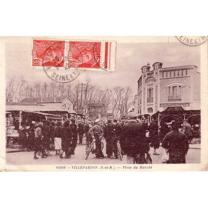 VILLEPARISIS - PLACE DU MARCHE - ANIMATION - CARTE DATEE DE 1942.