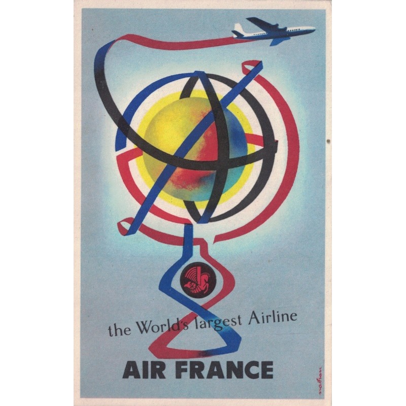 AIR FRANCE - CARTE POSTALE OFFICIELLE PUB -THE WORLD'S LARGEST AIRLINE - PARFAIT POUR ILLUSTRER UNE COLLECTION AERIENNE.