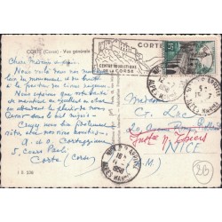 CORTE - VUE GENERALE - CARTE DATEE DE 1958 - VERSO DIVERS CACHETS DE POSTE.