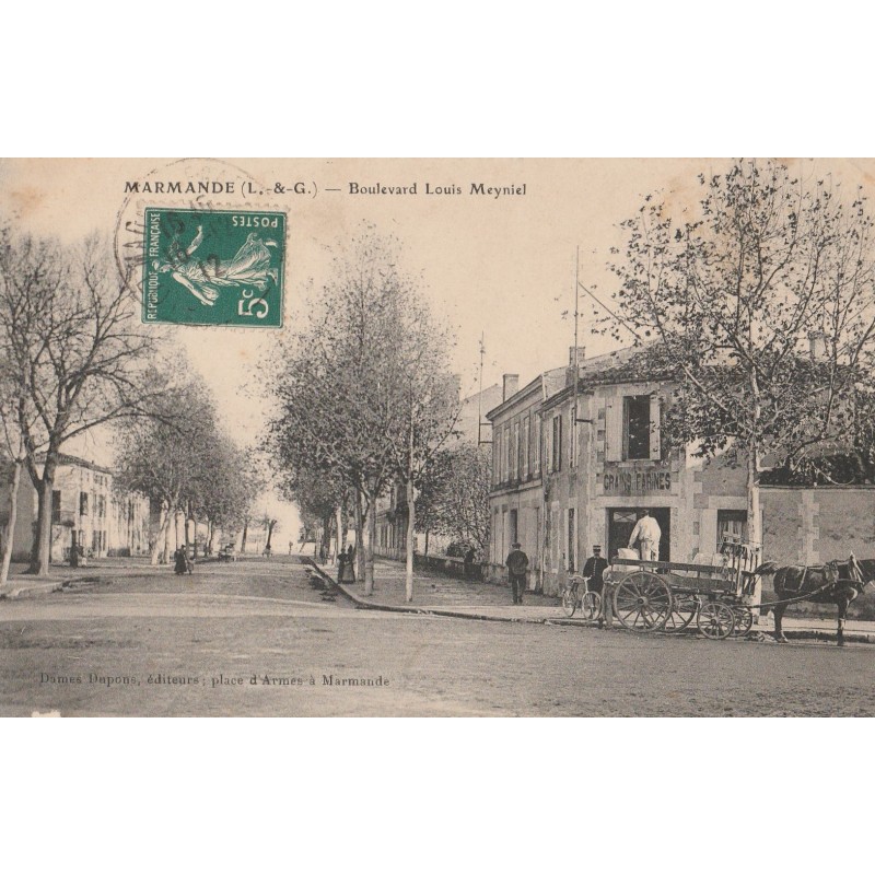 MARMANDE - BOULEVARD LOUIS MEYNIEL - ANIMATION - CARTE DATEE DE 1912.