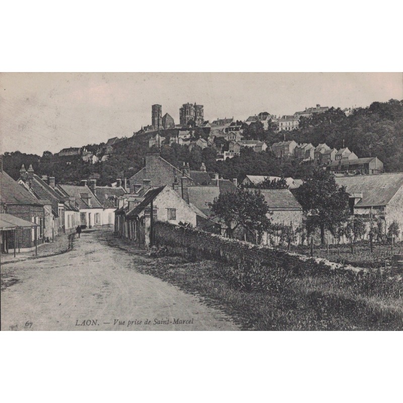 LAON - VUE PRISE DE SAINT MARCEL - CARTE DATEE DE 1909.