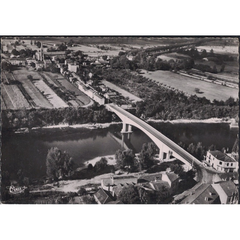 PORT DE PENNE - VUE AERIENNE ET PONT SUR LE LOT - CARTE NON CIRCULEE.