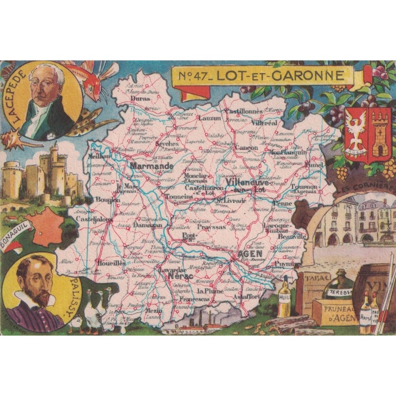 LOT ET GARONNE - CARTE GEOGRAPHIQUE  N°47 DU DEPARTEMENT - CARTE NON CIRCULEE.