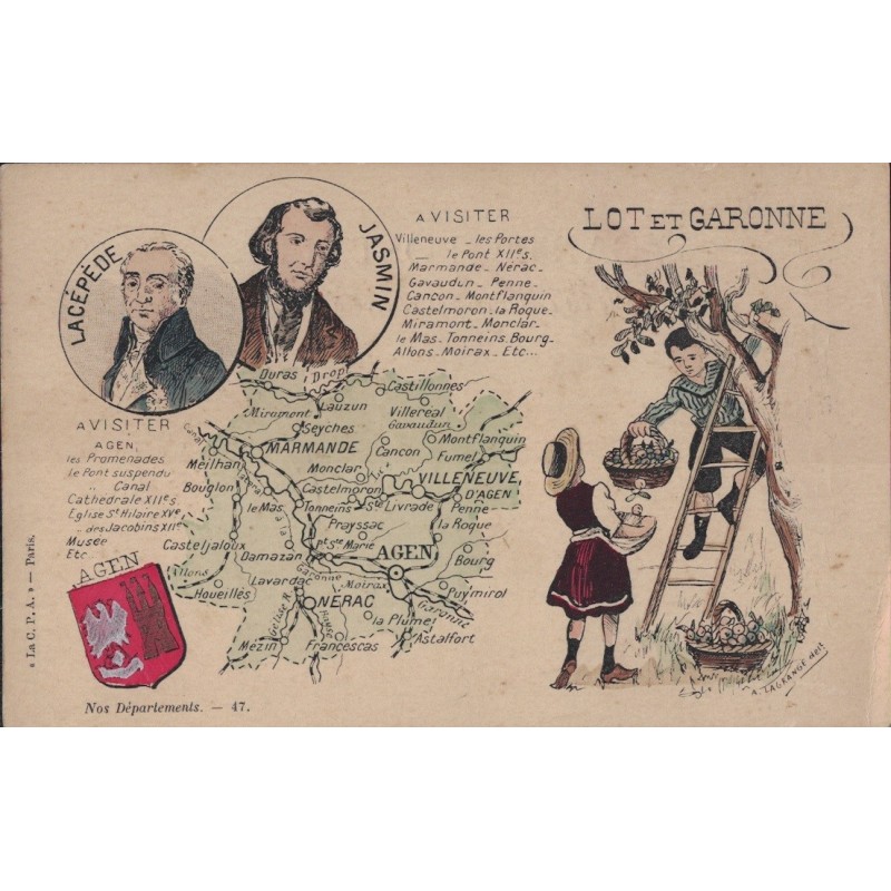 LOT ET GARONNE - CARTE GEOGRAPHIQUE  - CARTE NON CIRCULEE.