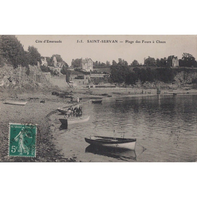 SAINT SERVAN - PLAGE DES FOURS A CHAUX - CARTE DATEE DE 1911.