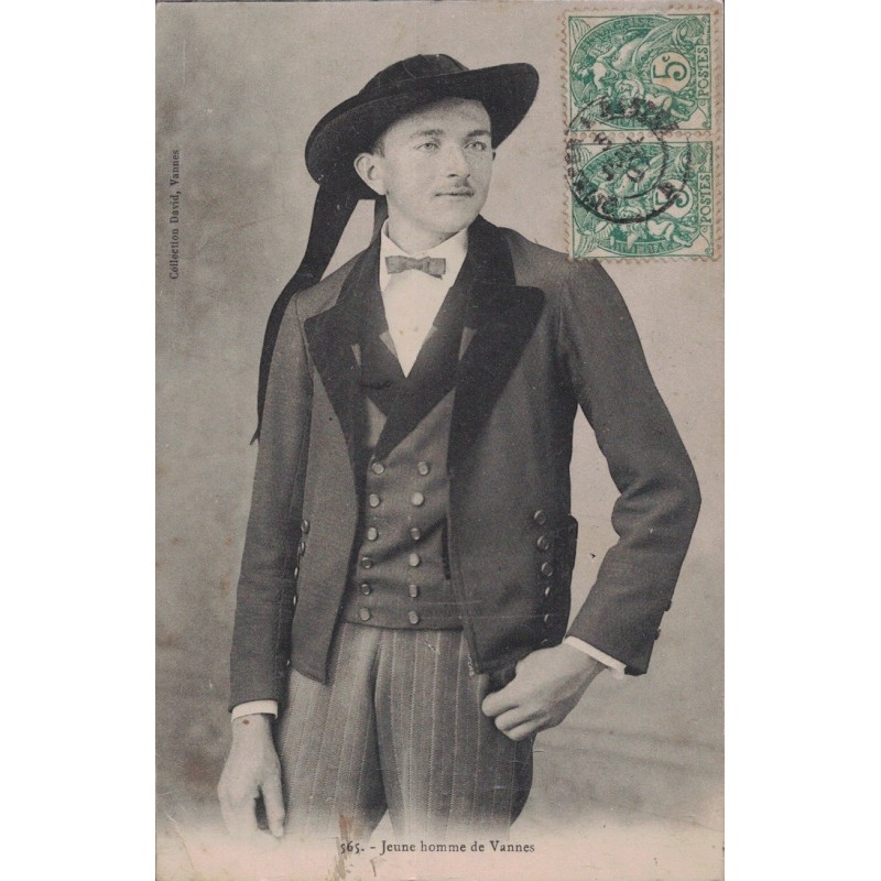 VANNES - JEUNE HOMME DE VANNES - CARTE DATEE DE 1907.