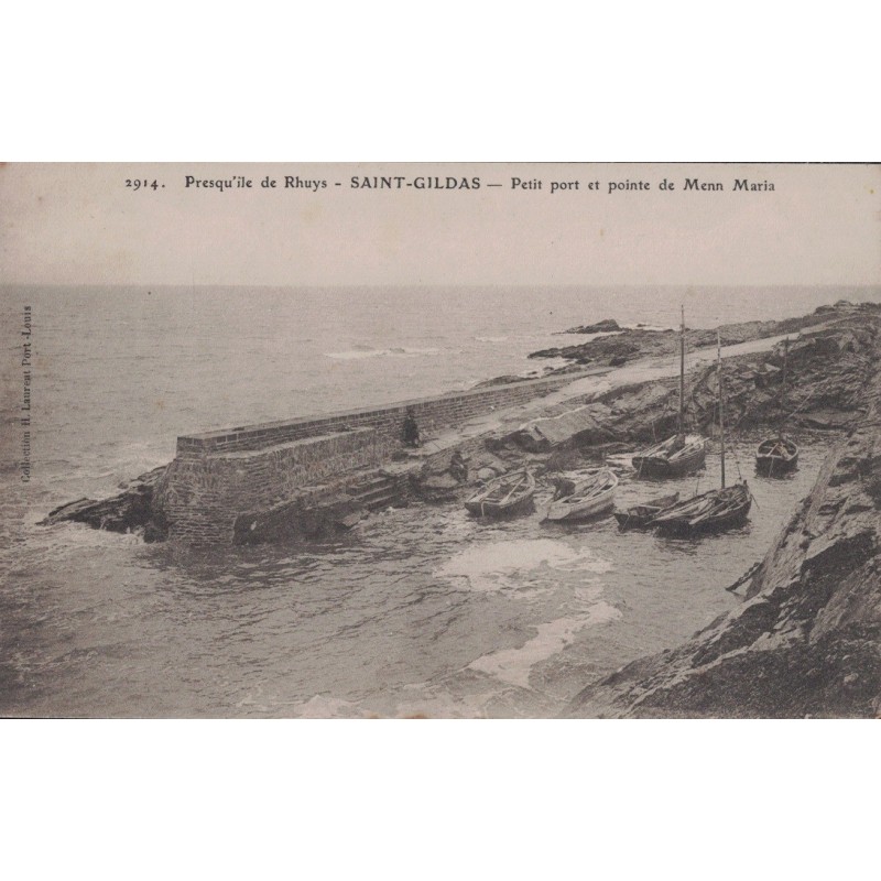 SAINT GILDAS - PRESQU'ILE DE RHUYS - PETIT PORT ET POINTE DE MENN MARIA - CARTE AVEC TEXTE.