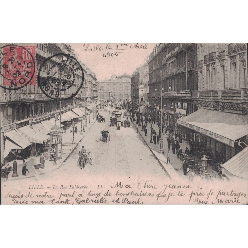 LILLE - LA RUE FAIDHERBE - CARTE DATEE DE 1902.