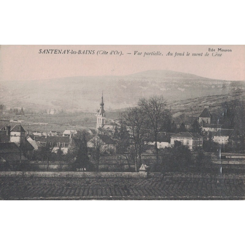 SANTENAY LES BAINS - VUE PARTIELLE - AU FOND LE MONT CENE - CARTE AVEC TEXTE DE 1916.