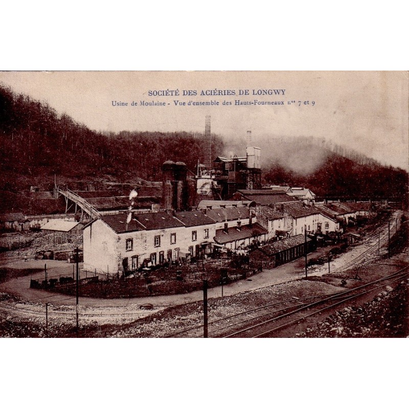 LONGWY - SOCIETE DES ACIERIES - USINE DE MOULAINE - VUE D'ENSEMBLE DES HAUTS-FOURNEAUX N°7 ET 9 -  CARTE NEUVE.