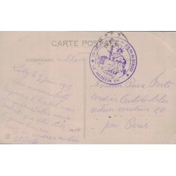 LOMBEZ - LA GRAND'RUE ET LE CLOCHER - VERSO CACHET 17e REGION HOPITAL N°65 Bis DE LOMBEZ - CARTE DATEE DE 1915.