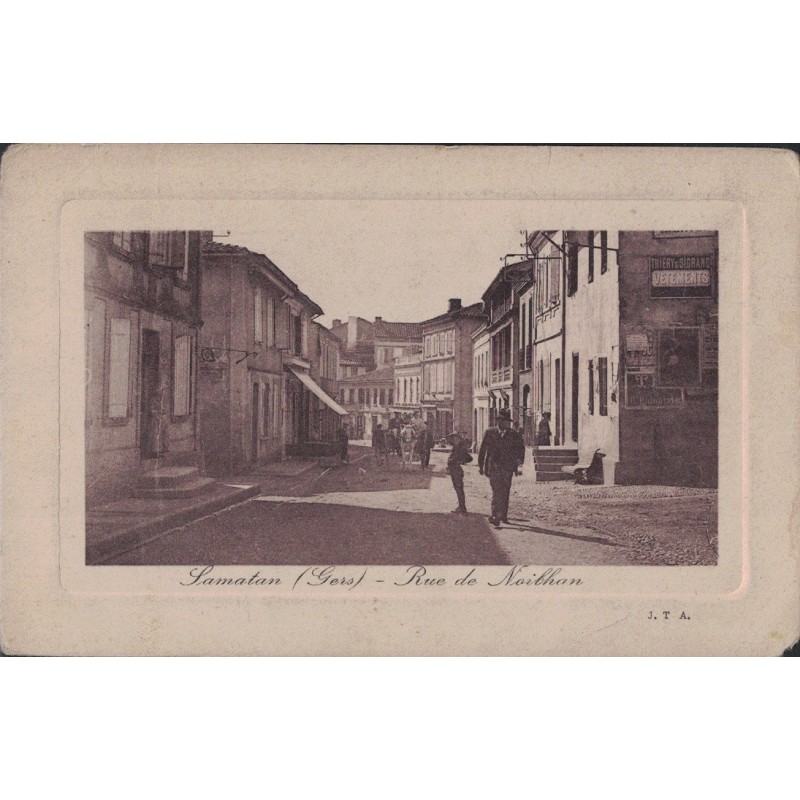 SAMATAN - RUE DE NOILHAN - CARTE AVEC TEXTE - COINS ARRONDIS - PEU COURANTE.