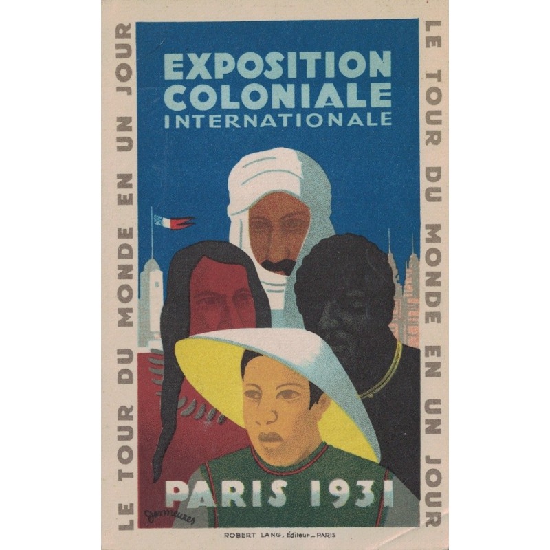 PARIS - EXPOSITION COLONIALE INTERNATIONALE 1931 - LE TOUR DU MONDE EN 1 JOUR -CARTE NEUVE - PLI D'ANGLE.