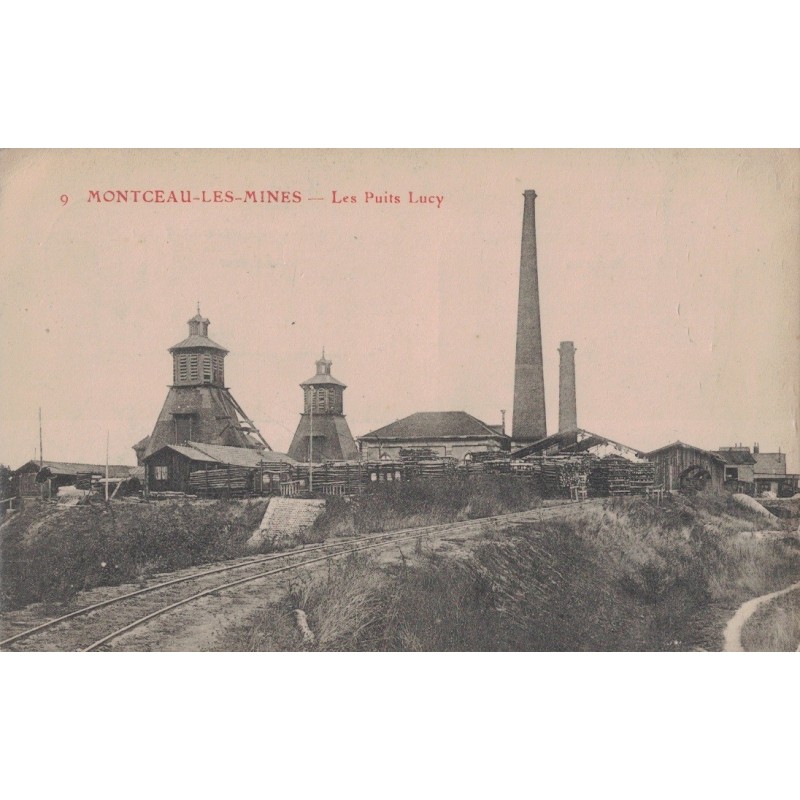 MONTCEAU LES MINES - PUITS LUCY - CARTE DATEE DE 1915.